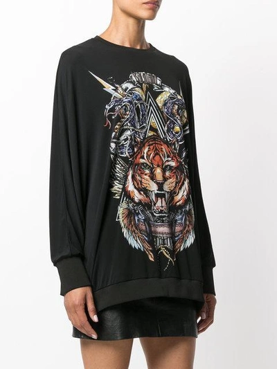 Shop Balmain Branded Lion Sweater - Black