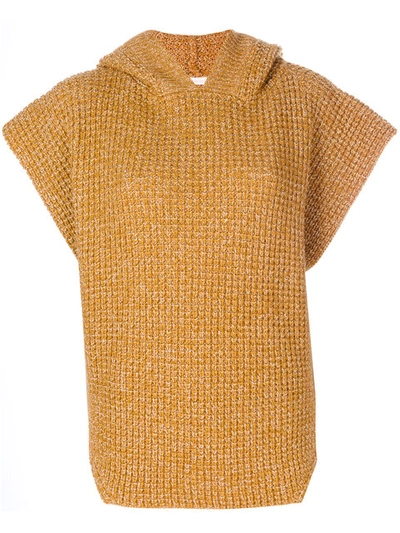 See By Chloé Hooded Poncho Sweater In Yellow
