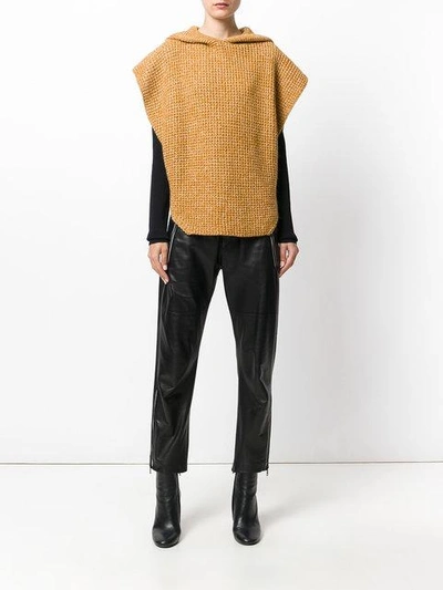 Shop See By Chloé Hooded Poncho Sweater In Yellow