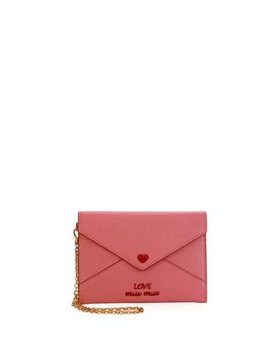 Miu Miu Madras Love Envelope Clutch Bag In Medium Pink