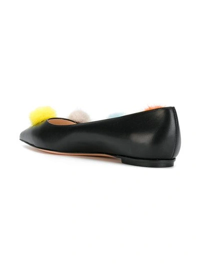 Shop Fendi Pom Pom Ballerinas In Black