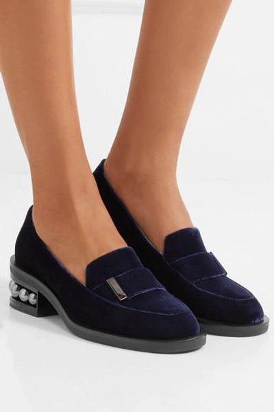 Shop Nicholas Kirkwood Casati Embellished Velvet Loafers