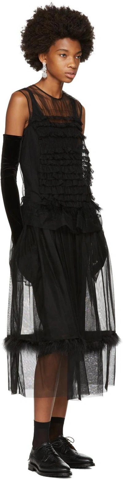 Shop Simone Rocha Black Marabou Tulle Smocked Skirt
