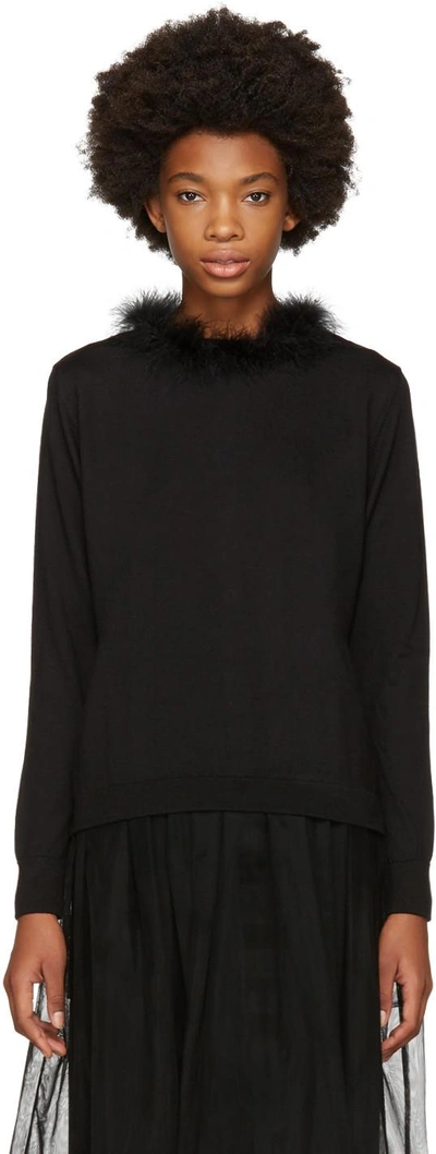 Shop Simone Rocha Black Marabou Sweater In 0616 Black