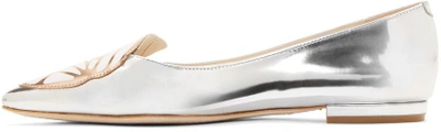 Shop Sophia Webster Silver Metallic Bibi Butterfly Flats