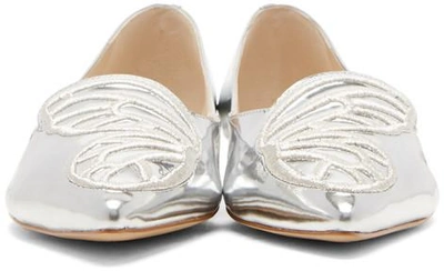 Shop Sophia Webster Silver Metallic Bibi Butterfly Flats In Silver & Silver Meta