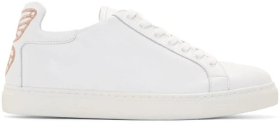 Shop Sophia Webster White Leather Bibi Sneakers In White/gold