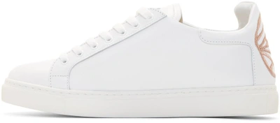 Shop Sophia Webster White Leather Bibi Sneakers In White/gold