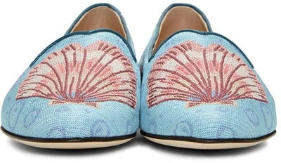 Shop Charlotte Olympia Blue Oceanic Slippers In 960 Oceanic