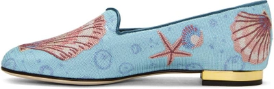 Shop Charlotte Olympia Blue Oceanic Slippers In 960 Oceanic