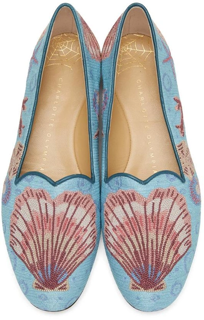 Shop Charlotte Olympia Blue Oceanic Slippers In 960 Oceanic