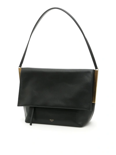 Celine Smooth Calfskin Flap Clasp Bag In Black|nero