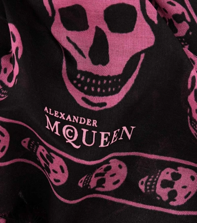 Shop Alexander Mcqueen Skull-printed Scarf In Black