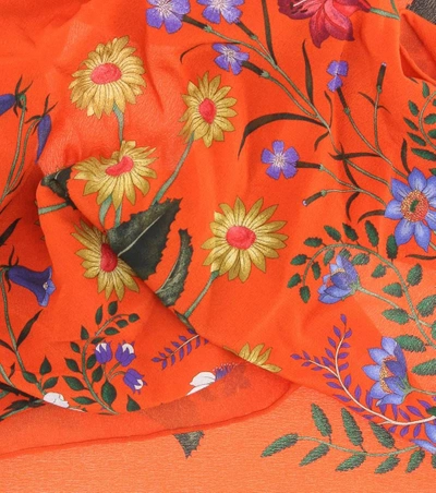 Shop Gucci Printed Silk Scarf In Orange