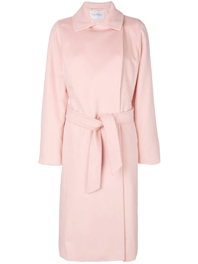 Max Mara Soldato Drap Pure Camel Long Coat In Pink