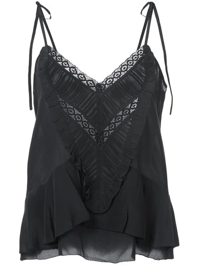 Ulla Johnson Ruffle Front Tank Top In Noir