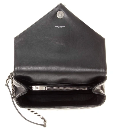 Shop Saint Laurent Classic Monogram Quilted Leather Shoulder Bag In Eero