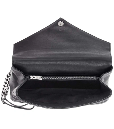 Shop Saint Laurent Large Collège Monogram Leather Shoulder Bag In Black