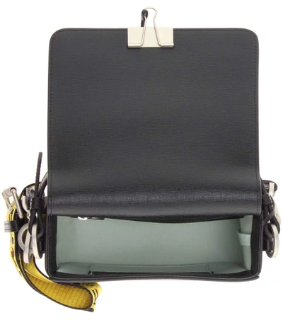 Shop Off-white Binder Clip Leather Shoulder Bag In Llack