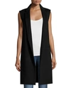 Theory Aggie Contour Open-front Wool Vest, Black In Black