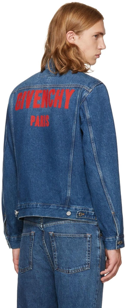 Shop Givenchy Blue Denim Back Logo Jacket