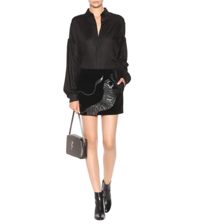 Shop Saint Laurent Corduroy Miniskirt In Black