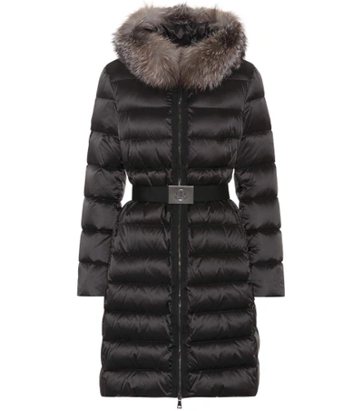 Shop Moncler Tinuviel Down Coat With Fur In Black