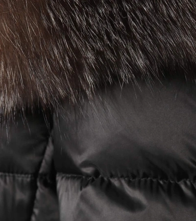 Shop Moncler Tinuviel Down Coat With Fur In Black