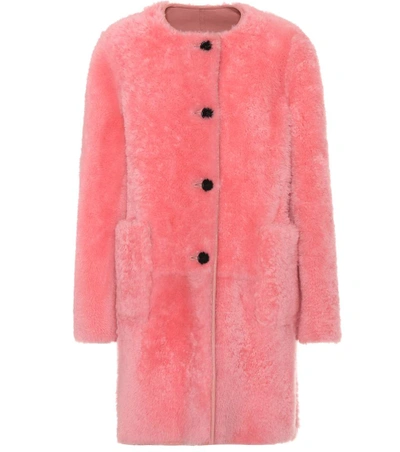 Marni Reversible Shearling Coat, Pink In Camellia