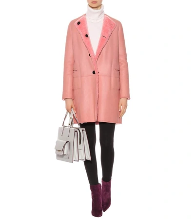 Shop Marni Reversible Leather And Fur Jacket In Camellia