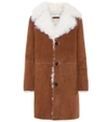 SAINT LAURENT Fur-lined suede coat