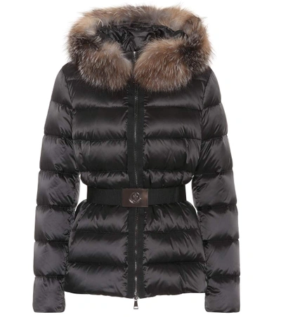Shop Moncler Tatie Down Jacket With Fox Fur In Black