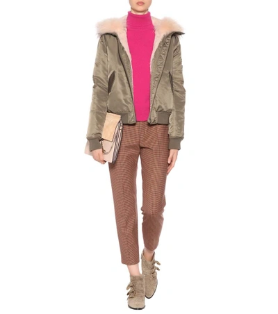Shop Yves Salomon Fur-lined Jacket In Lroeze