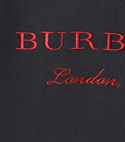 Shop Burberry Embroidered Cotton-blend Sweatshirt In Blue