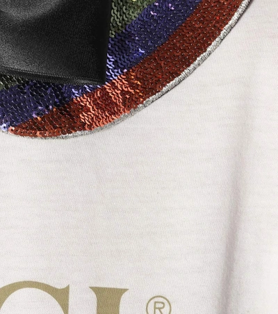 Shop Gucci Sequinned Cotton T-shirt In White