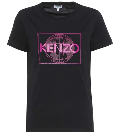 Shop Kenzo Printed Cotton T-shirt In Llack