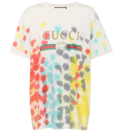 Shop Gucci Printed Cotton T-shirt In Multicolor Prieted