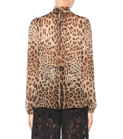 Shop Dolce & Gabbana Leopard-printed Silk Shirt In Leo Macchia Marroee