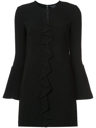 Rachel Zoe Monner Ruffle-trimmed Bell-sleeve Shift Dress In Black