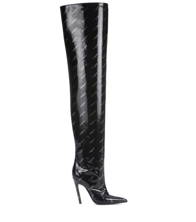 Shop Balenciaga Knife Over-the-knee Leather Boots In Black