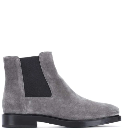 Shop Tod's Suede Ankle Boots In Grey