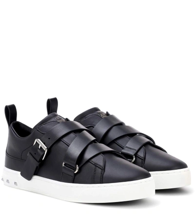 Valentino Garavani 'v-punk' Crisscross Strap Leather Sneakers In Neronero