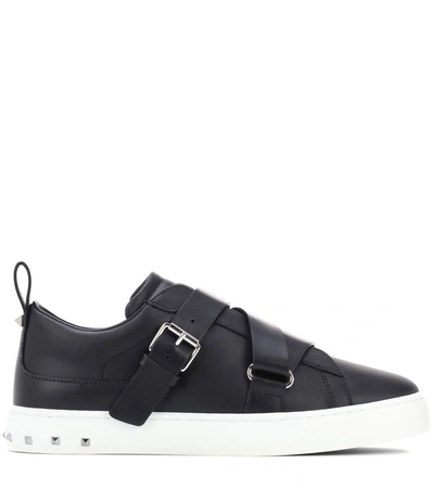Shop Valentino Soul Rockstud Leather Sneakers In Black