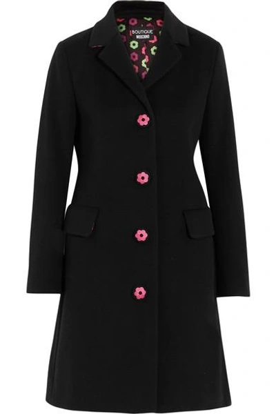 Shop Boutique Moschino Embroidered Wool And Cashmere-blend Coat