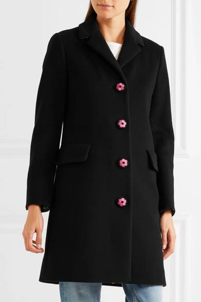 Shop Boutique Moschino Embroidered Wool And Cashmere-blend Coat
