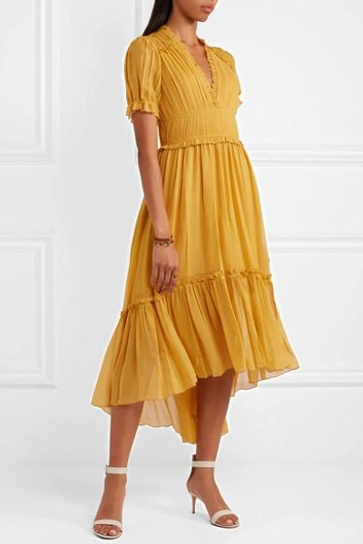 Shop Ulla Johnson Sonja Ruffled Crinkled Silk-chiffon Dress