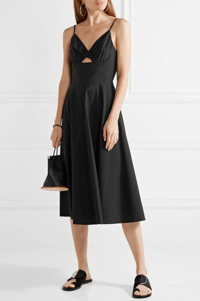 Shop Alexander Wang T Cutout Cotton-poplin Dress In Black
