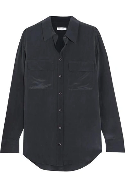 Shop Equipment Signature Washed-silk Shirt In Navy