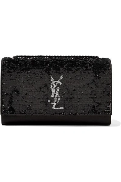 Shop Saint Laurent Monogramme Kate Medium Sequined Satin Shoulder Bag