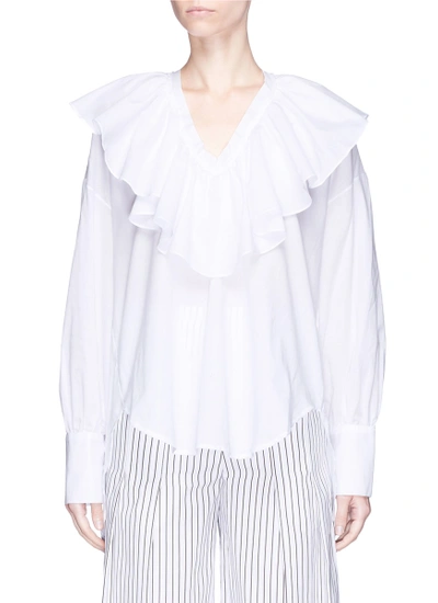Tome Ruffle Bib Batiste Peasant Blouse | ModeSens